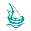 green line logo represented by a caravel